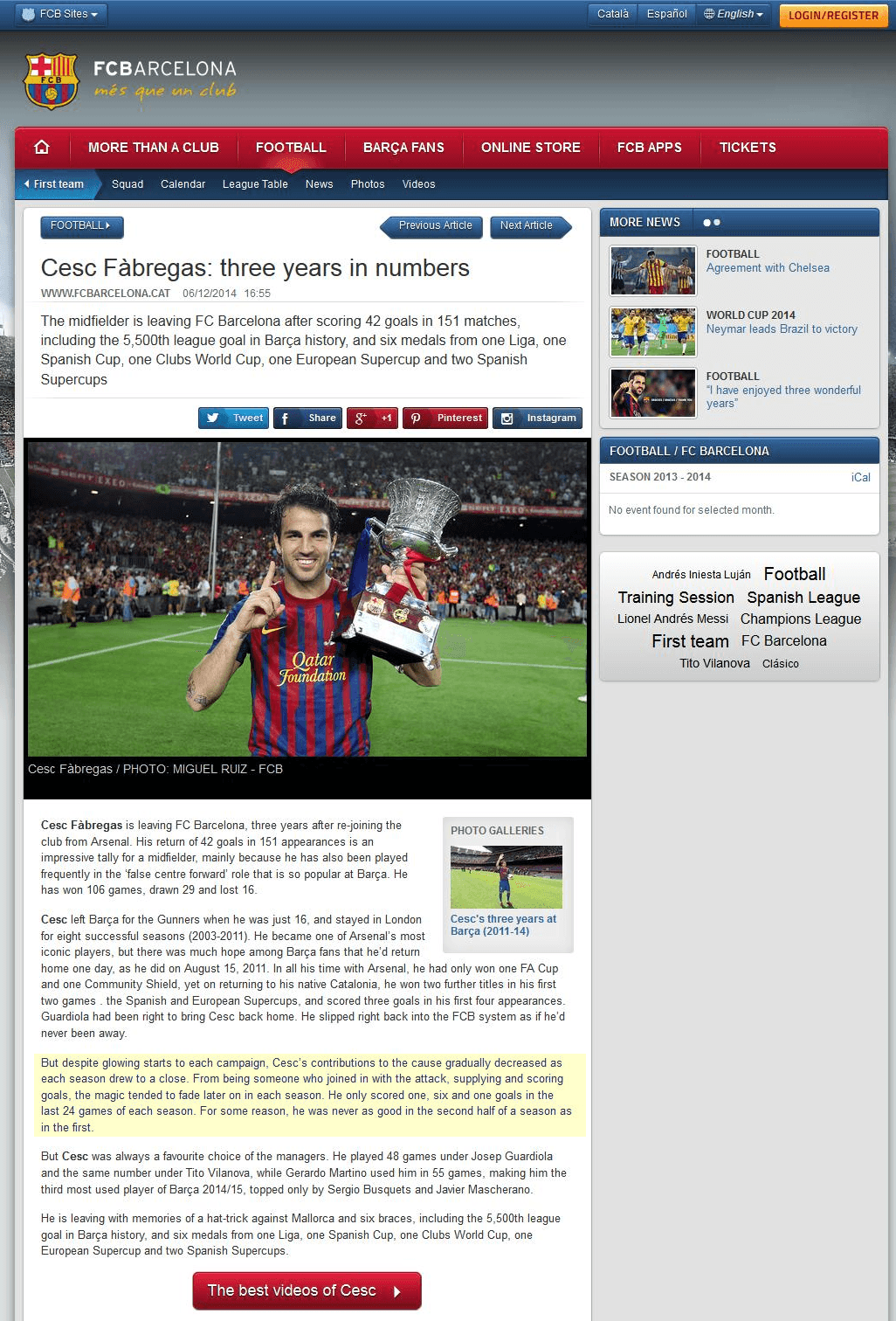 Barcelona verabschiedet Cesc Fabregas