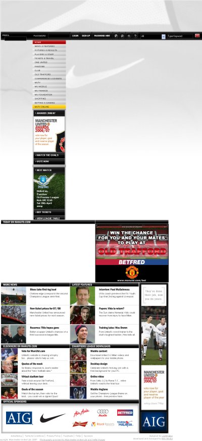 ManU Website besticht durch brilliantes Layout