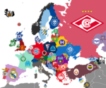Europakarte der Vereine mit den meisten Ligatiteln 